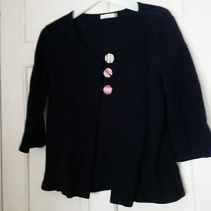Chalet Black Sweater 3 top buttons Size small
